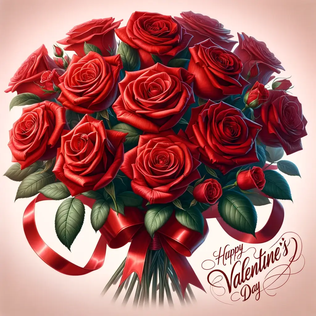 Valentinstag Eleganz: Strauß roter Rosen