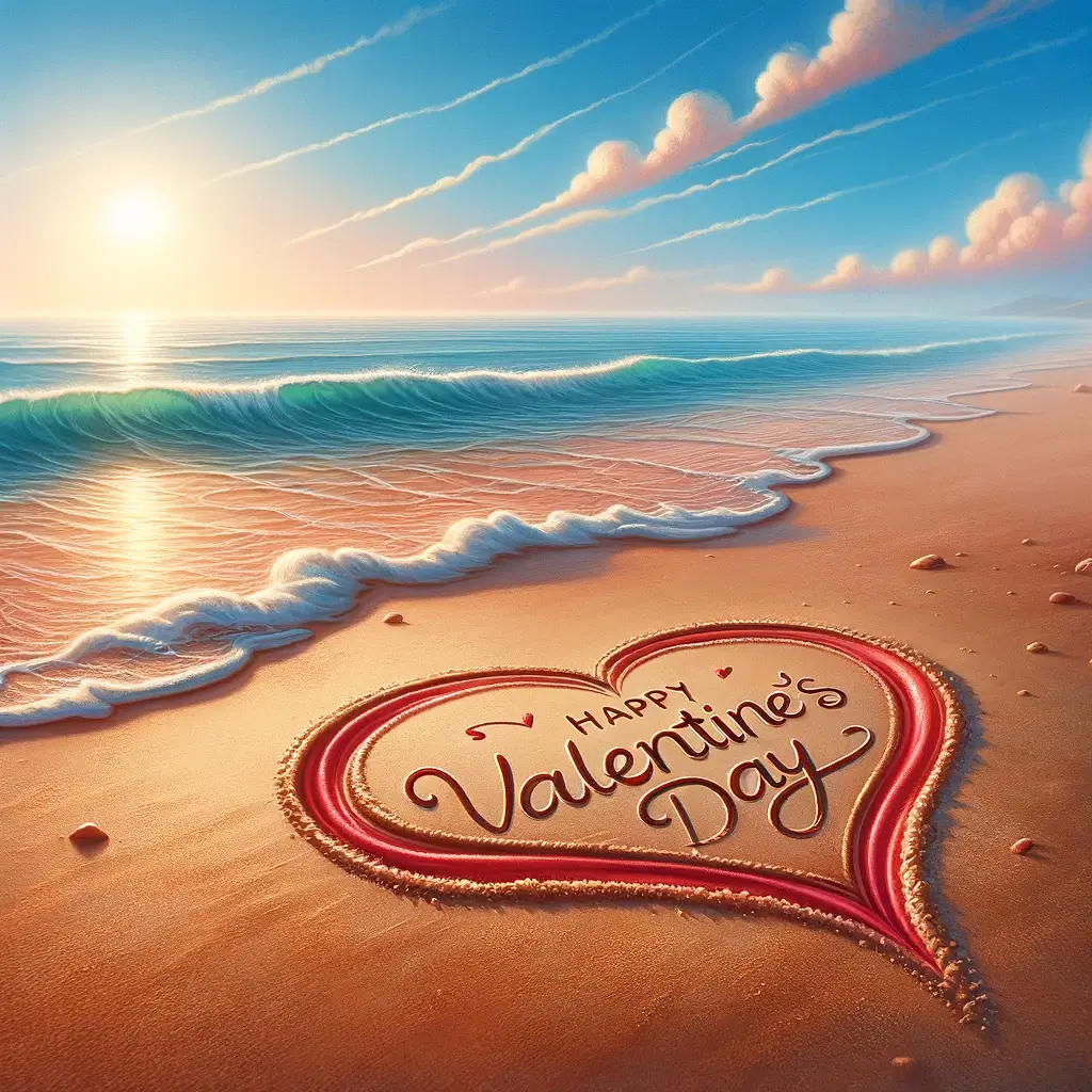 Valentinstag Herz am Strand Bild: Liebe am Meer