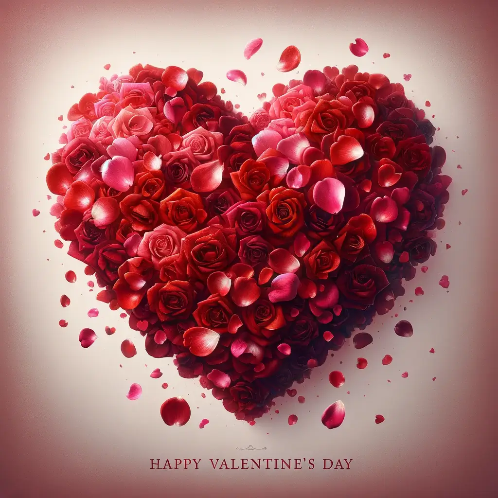 Valentinstag Herz aus Rosenblättern Bild: Tiefen der Liebe