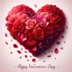 Valentinstag Herz aus Rosenblättern Bild: Umarmung der Eleganz