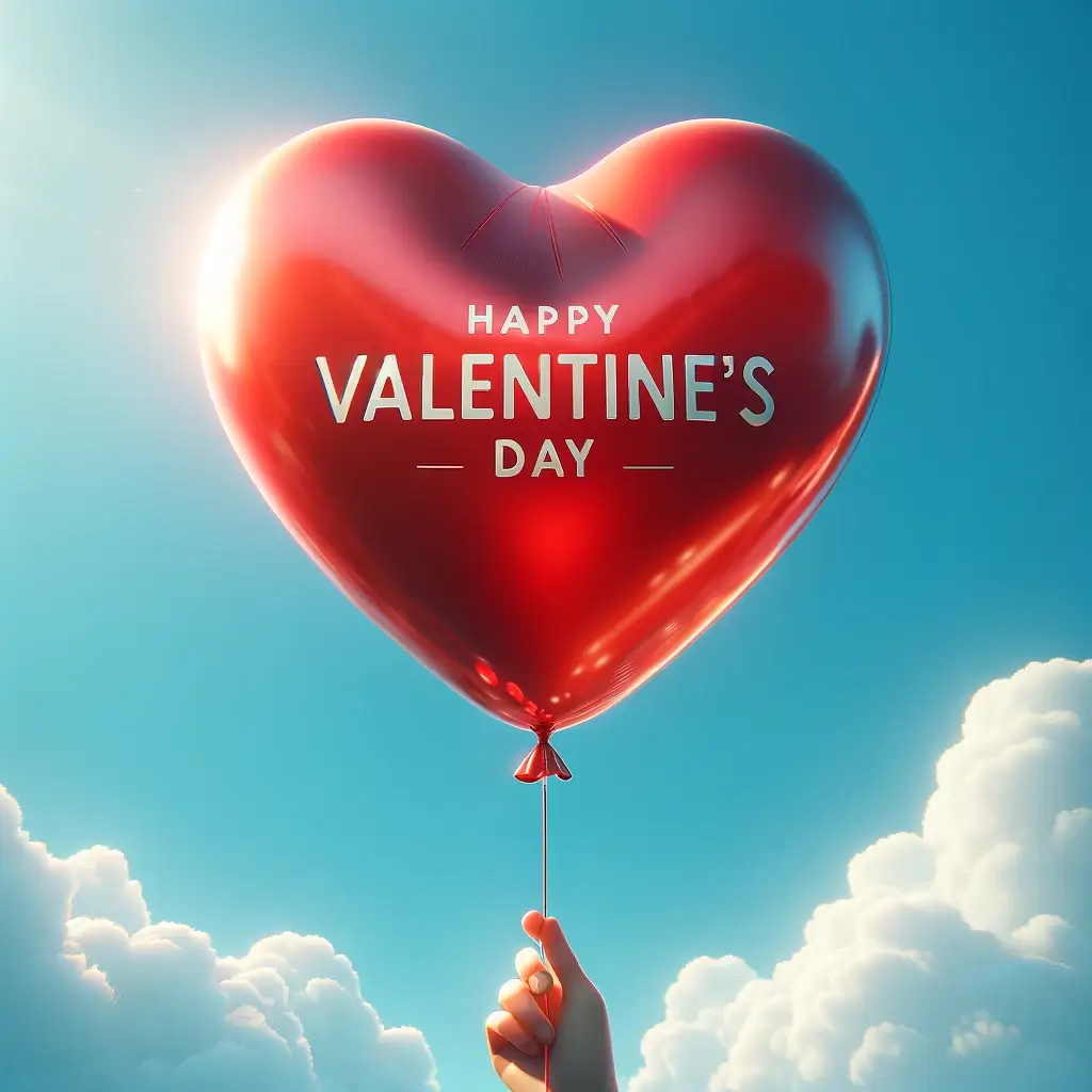 Valentinstag Herzförmiger Ballon Bild: Die leichte Umarmung der Liebe