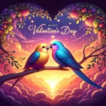 Valentinstag Liebesvögel bei Sonnenuntergang Bild: Harmonie in der Liebe