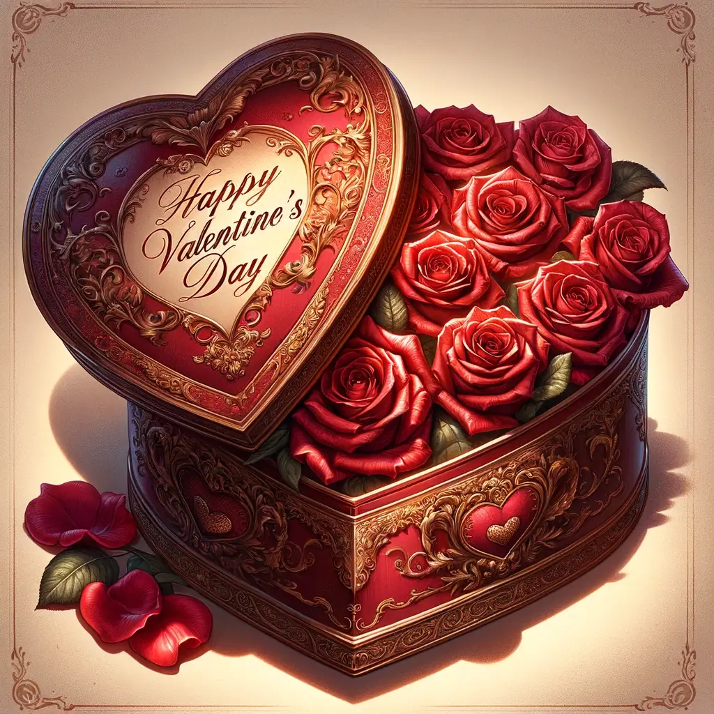 Valentinstag Vintage-Liebe: Herzbox und Rote Rosen
