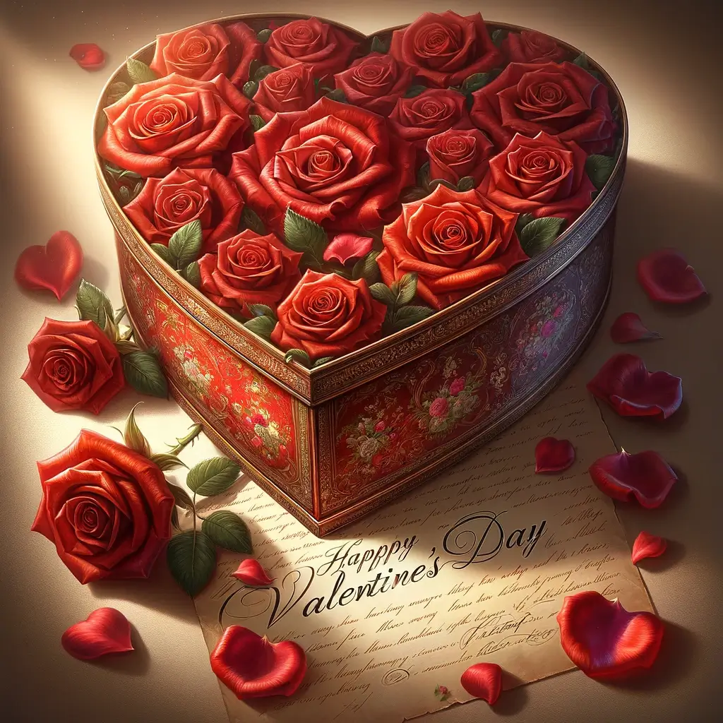 Valentinstag Zeitlose Liebe: Rosen und Romantischer Brief