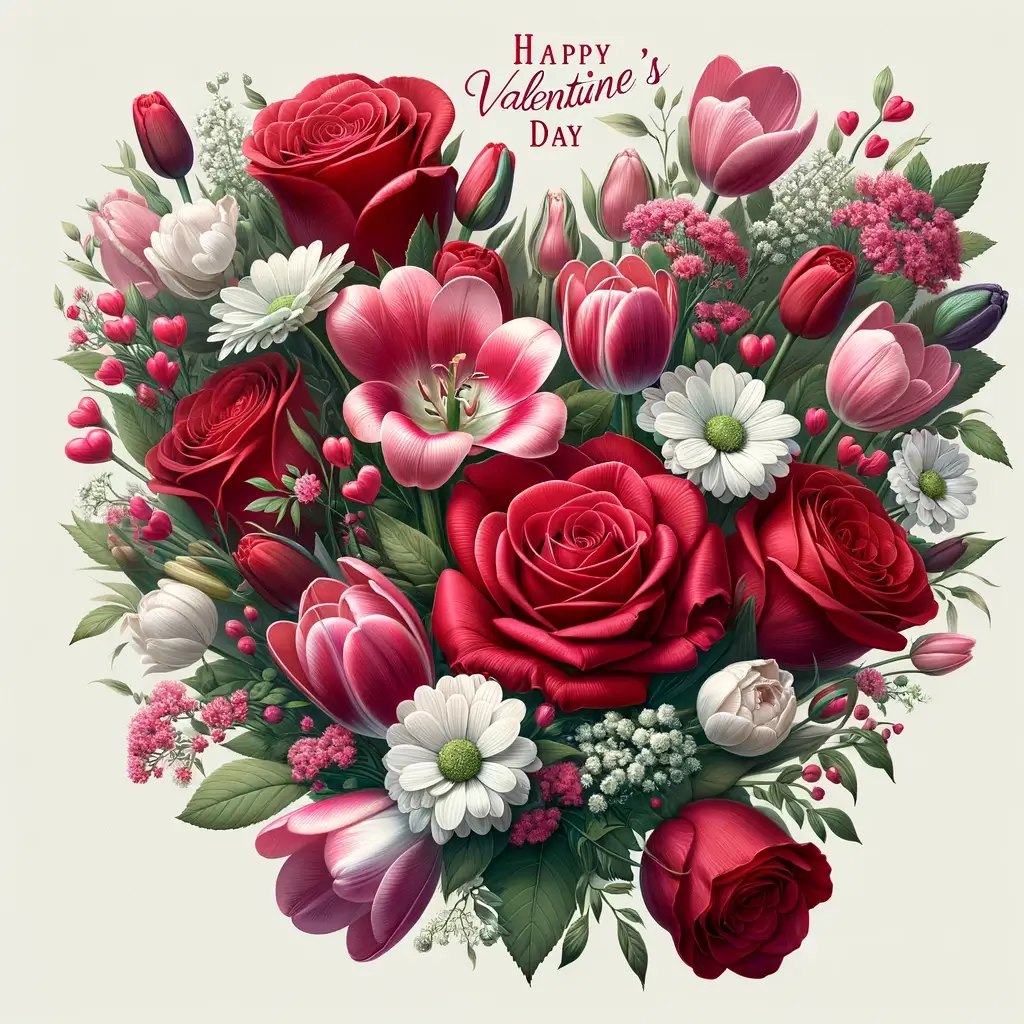 Valentinstagsherz aus Blumen: Romantische Blütenpracht