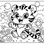 Verspieltes Tiger Ausmalbild für Kinder