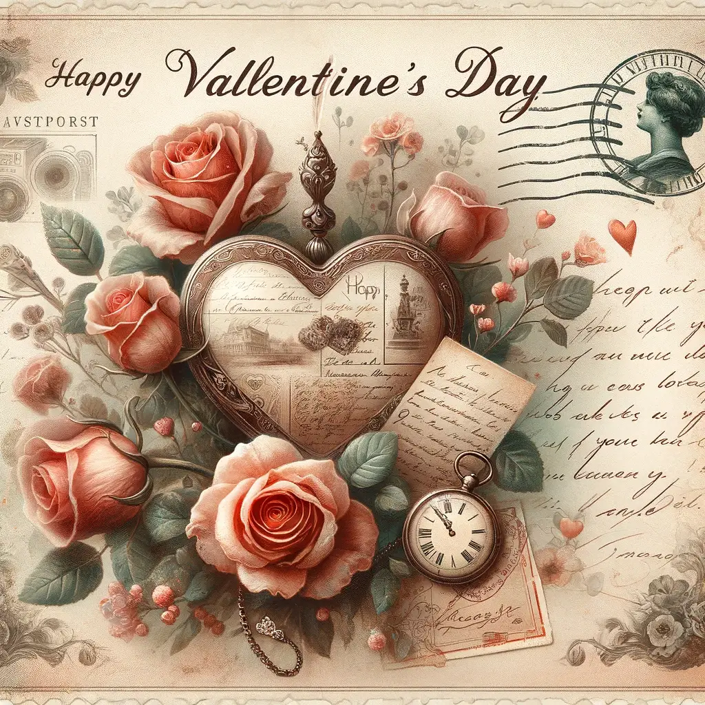 Vintage Valentinstags-Postkartenbild: Zeitlose Romantik Bewahrt