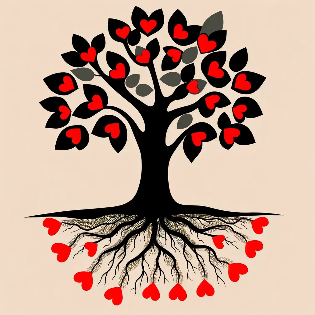 Baum der Liebe: Ein Bild verbundener Herzen