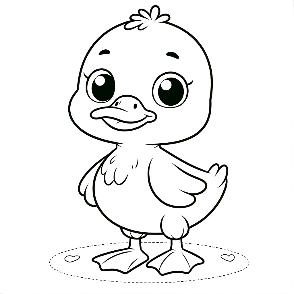 Einfache Cartoon-Ente Malvorlage für Kinder