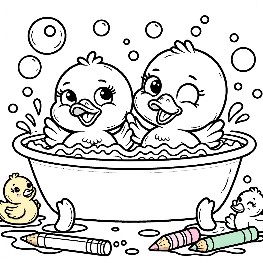 Enten im Bad Malvorlage für Kinder