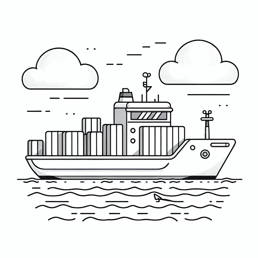 Frachtschiffreise - Malvorlage Fahrzeug