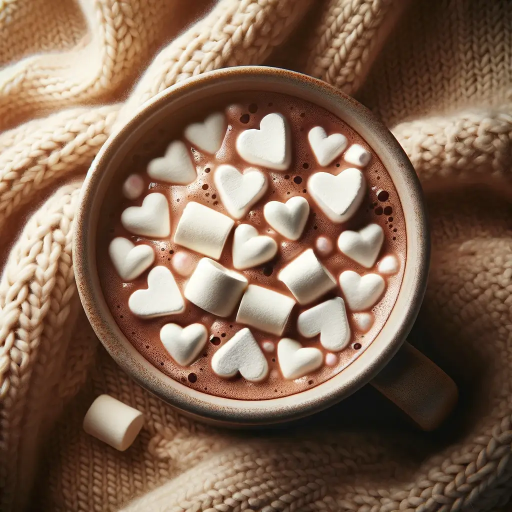 Gemütliche Heiße Schokolade mit Herz-Marshmallows zum Valentinstag