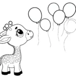 Giraffe und Ballons Malvorlage