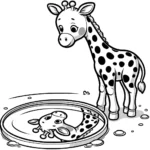 Giraffe und Spiegelung Malvorlage