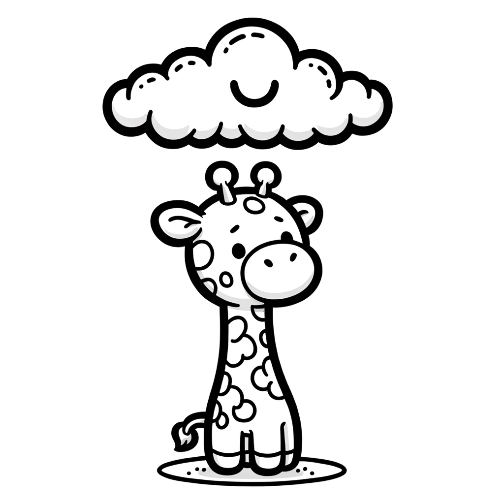 Giraffe und Wolke Malvorlage
