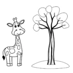 Giraffe und hoher Baum Malvorlage
