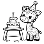 Giraffen-Geburtstagsparty Malvorlage
