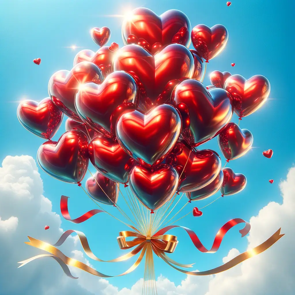Glänzende Herzballons zum Valentinstag