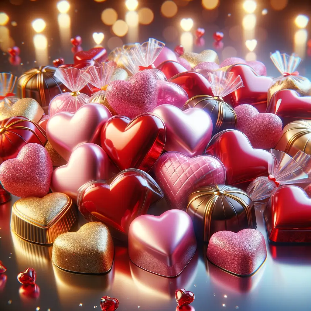 Glänzende Herzförmige Süßigkeiten zum Valentinstag