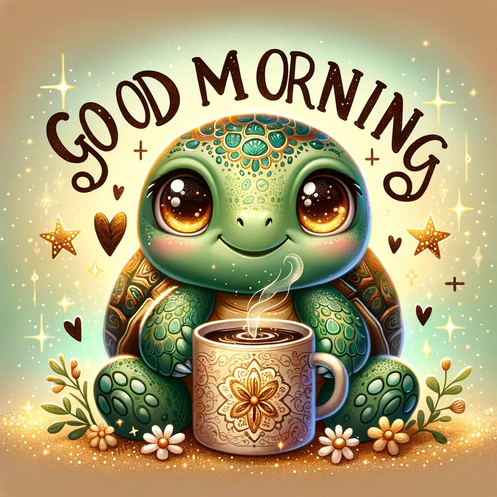 Guten Morgen: Morgenfreude mit einer Schildkröte