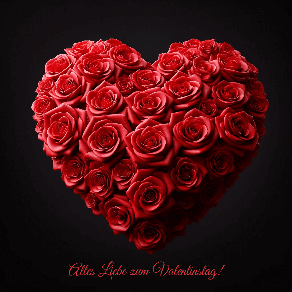 Herz aus roten Rosen zum Valentinstag