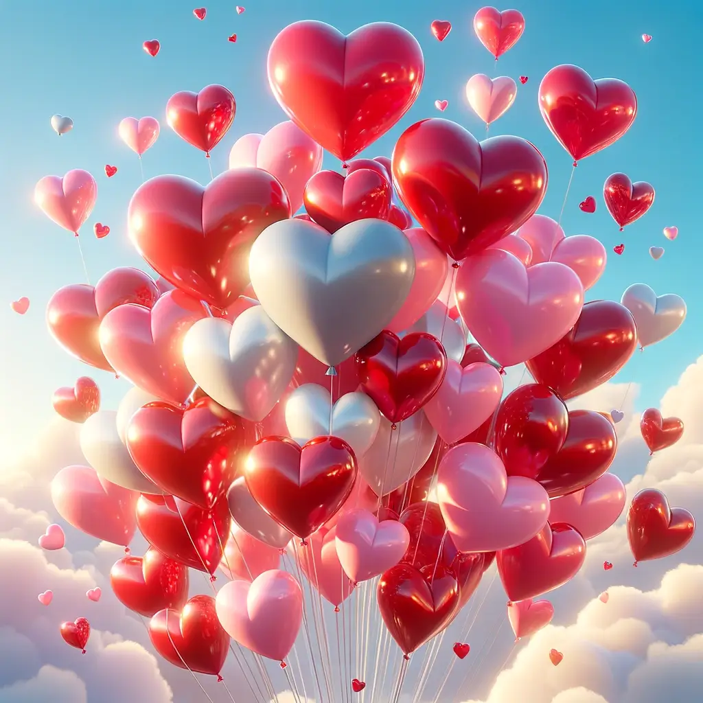 Herzförmige Ballons Bild zum Valentinstag