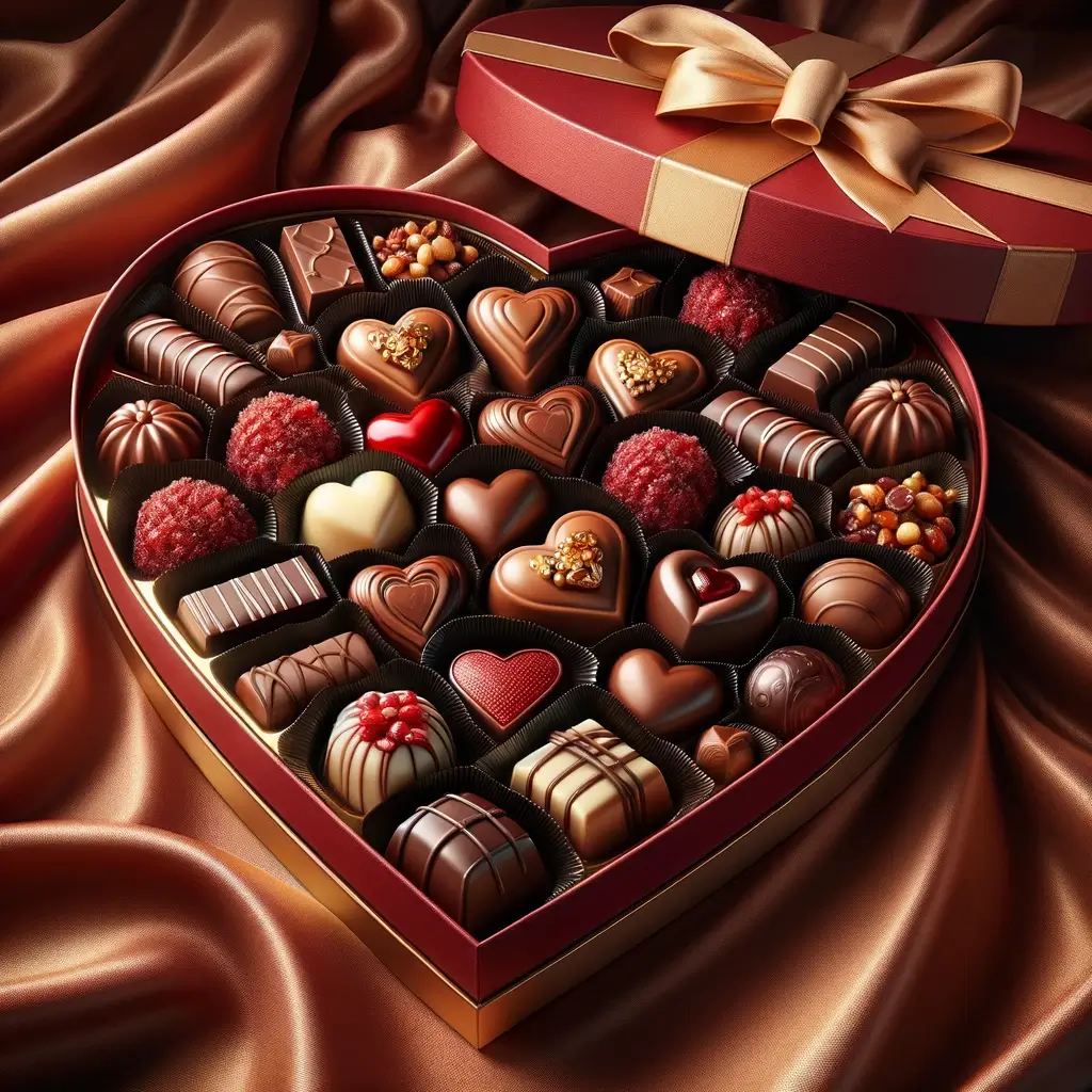 Herzförmige Schokoladenschachtel zum Valentinstag