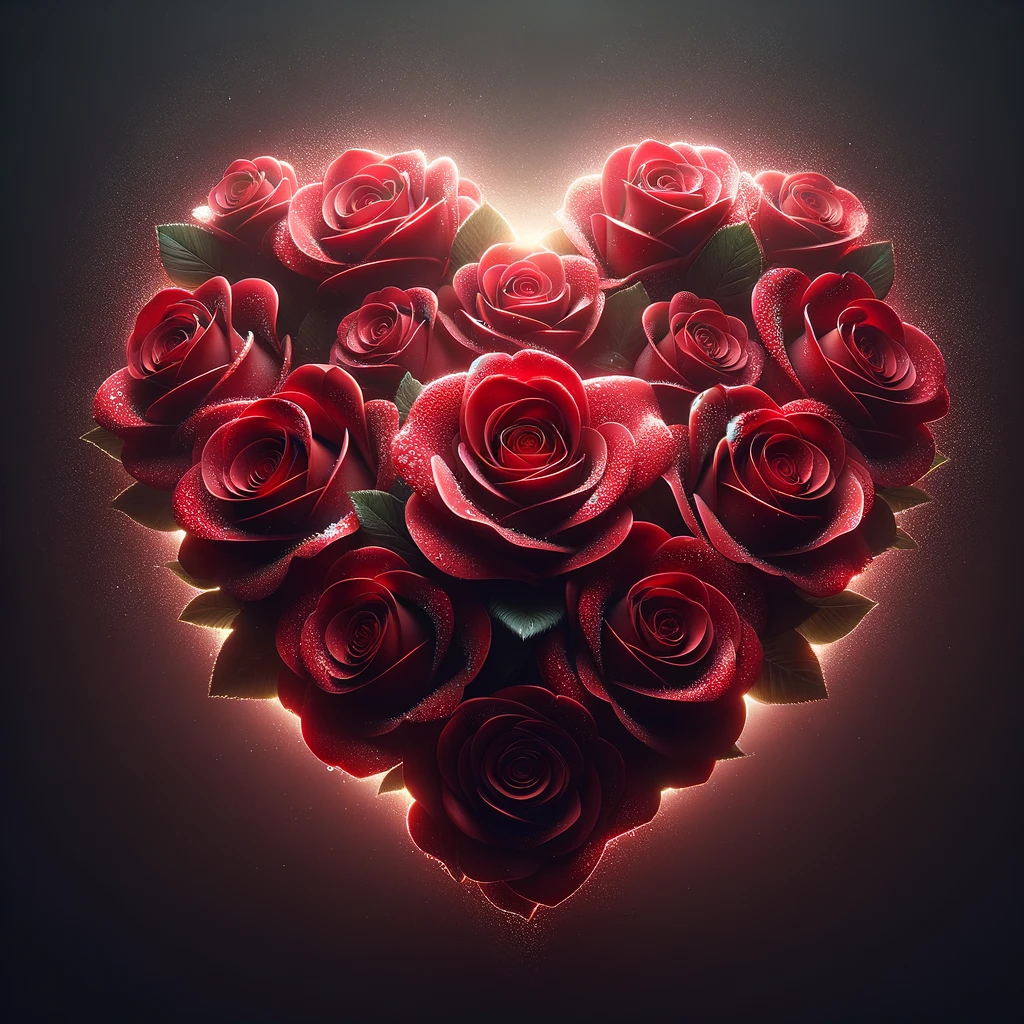 Herzförmiger Rosenstrauß zum Valentinstag
