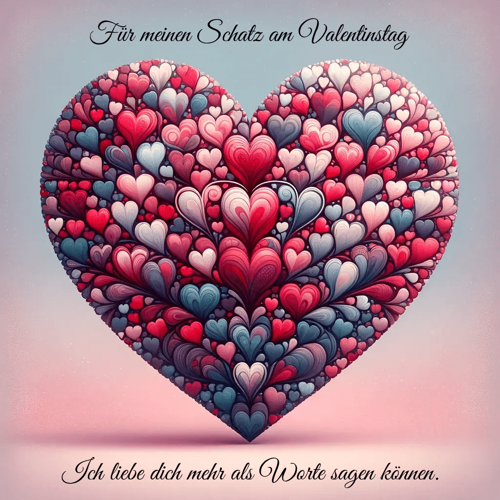 Komplexes Herz-Mosaik-Bild zum Valentinstag
