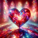 Leuchtendes Herz aus Buntglas zum Valentinstag