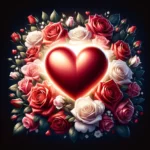 Leuchtendes Herz und Rosen zum Valentinstag