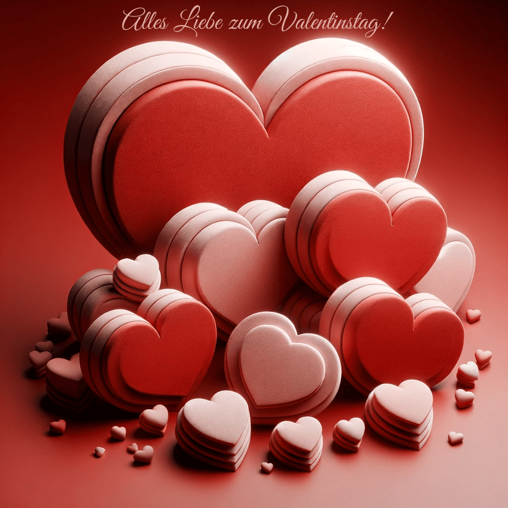 Monochromatische Rote Herzen zum Valentinstag