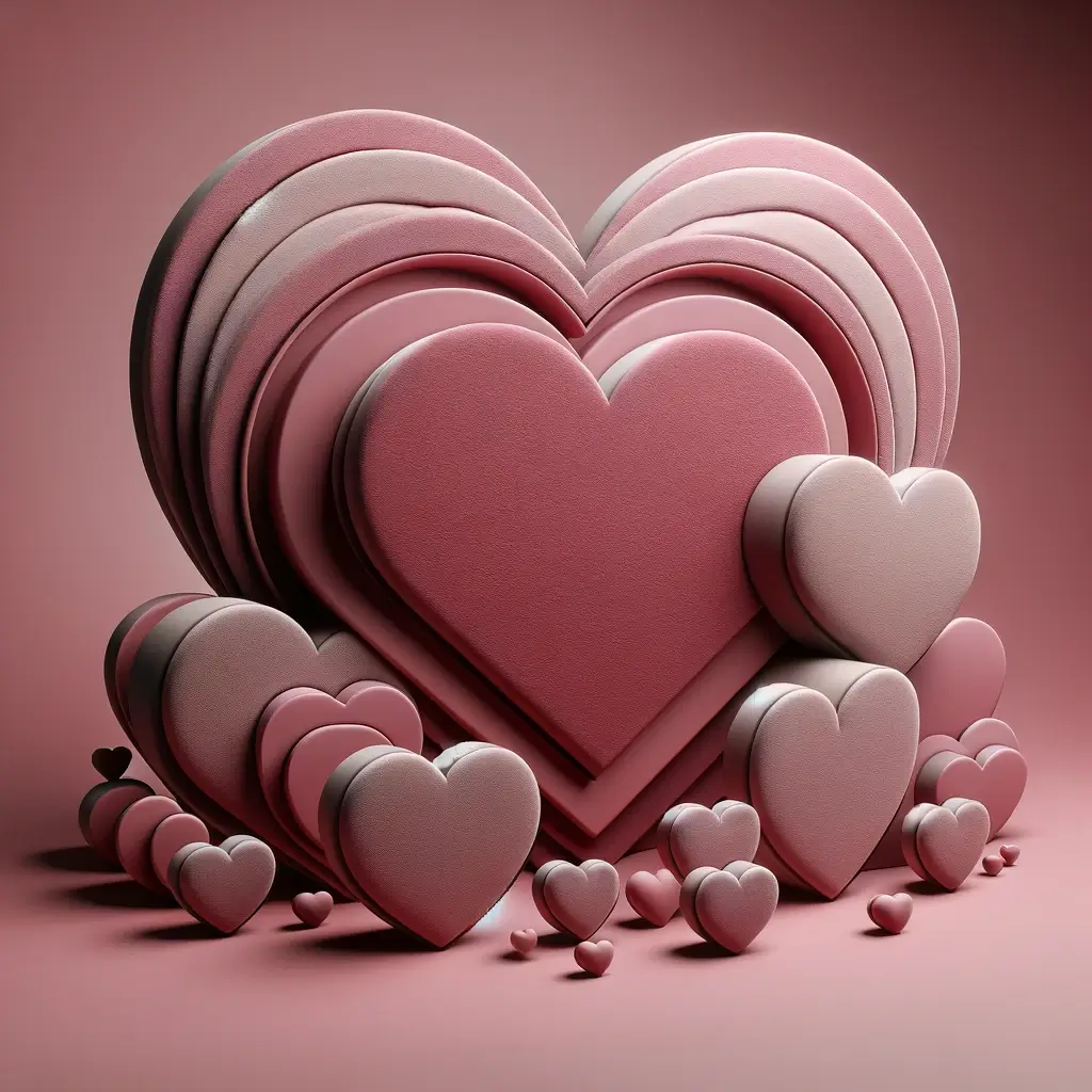 Samttexturierte Pinke Herzen zum Valentinstag