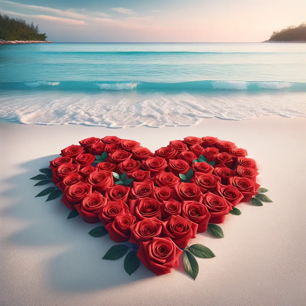 Strandherz aus Rosen zum Valentinstag