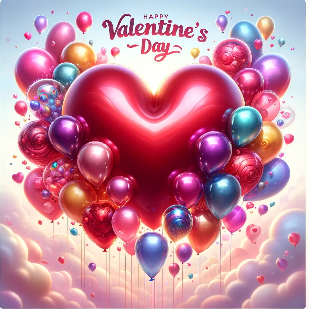 Valentinstag Herz und Ballons Bild: Feier der Liebe