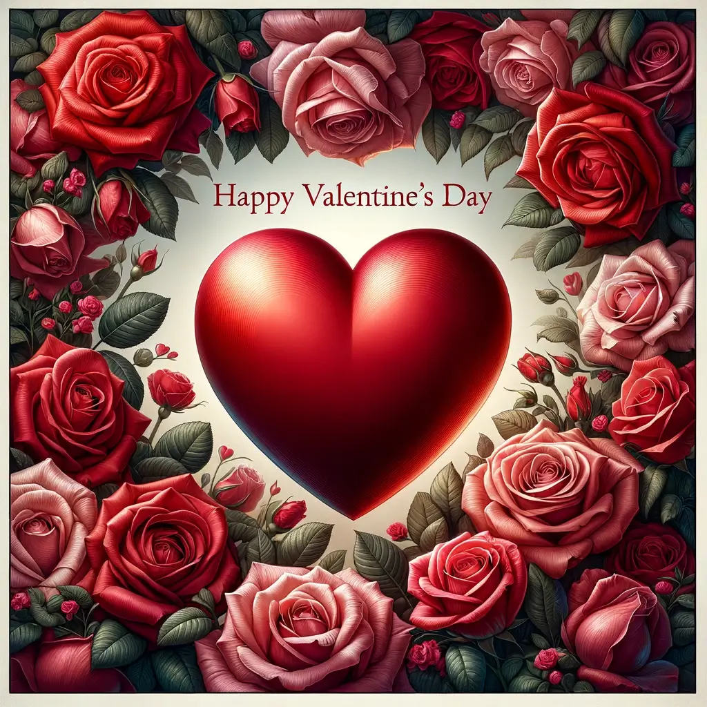 Valentinstag-Herz und Rosen Bild: Eine Symphonie der Liebe