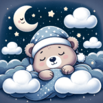 Gute Nacht – Schlafender Bär unter Sternenhimmel