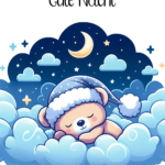 Gute Nacht – Träumender Bär in Sternennacht