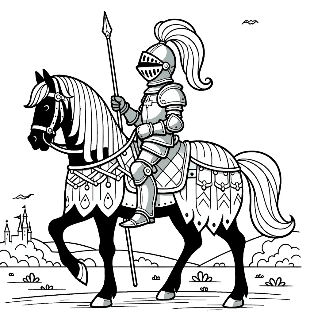 Ritter auf Pferd Malvorlage