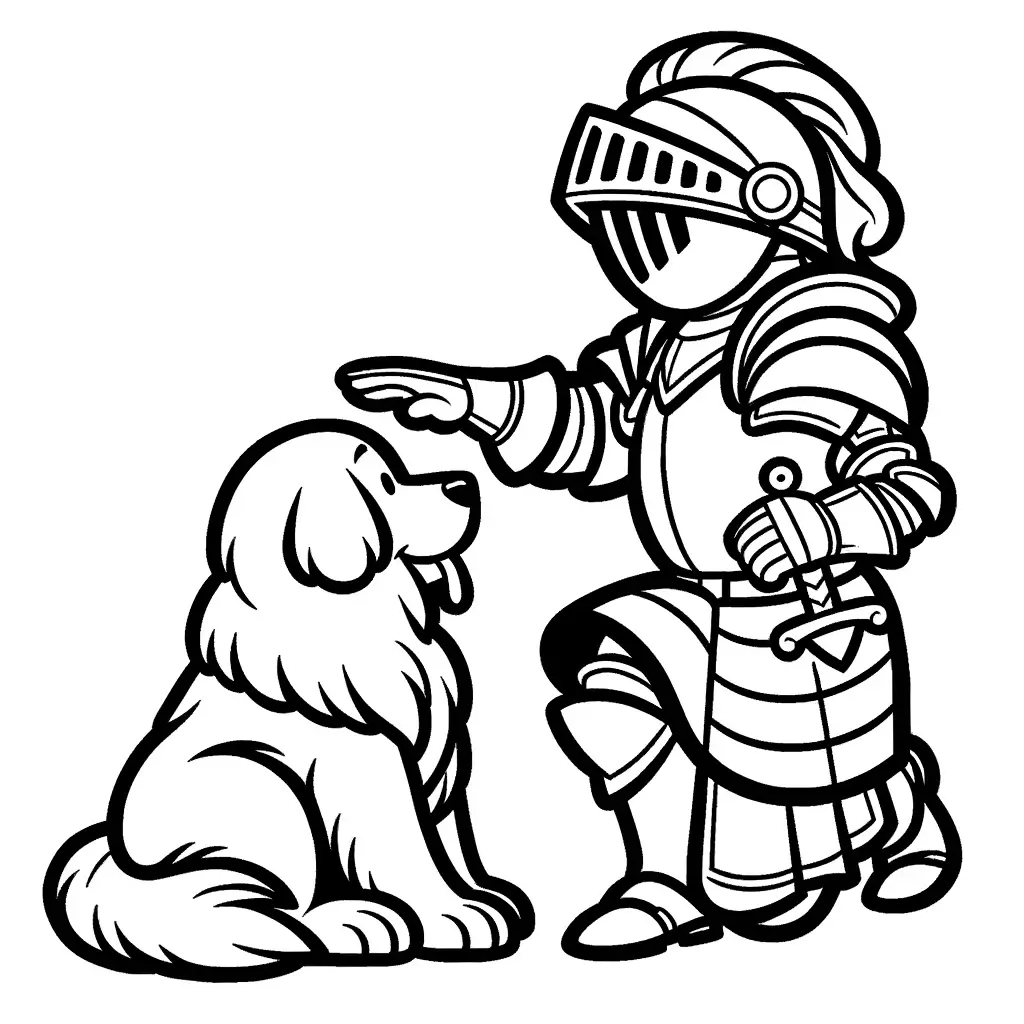 Ritter und Hund Malvorlage